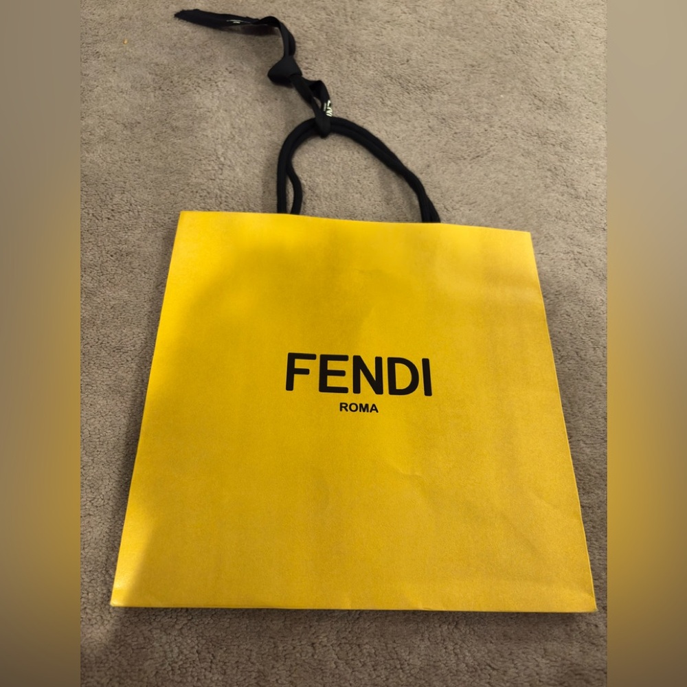 Authentic Fendi Roma Paper Shopping Gift Bag (Small) with Fendi Gift Bag Ribbon